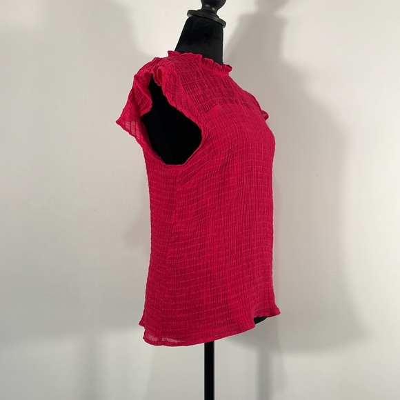 Cece women’s Hot Pink,Red,Ruffle flutter shirt, sleeveless,Mock neck, Size Large - Picture 11 of 12